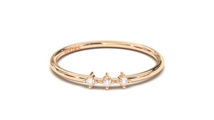 Stackable Ring with Three Round White Diamonds | Mix & Match Trio XV