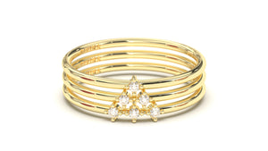 Stackable Ring with Two Round White Diamonds | Mix & Match Trio XIV
