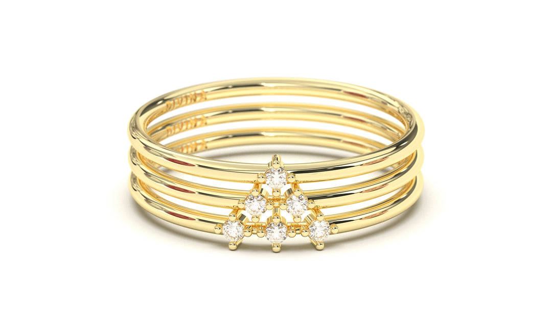 Stackable Ring with Three Round White Diamonds | Mix & Match Trio XV
