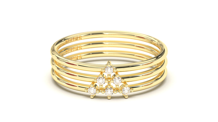 Stackable Ring with Three Round White Diamonds | Mix & Match Trio XV