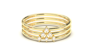 Stackable Ring with Three Round White Diamonds | Mix & Match Trio XV