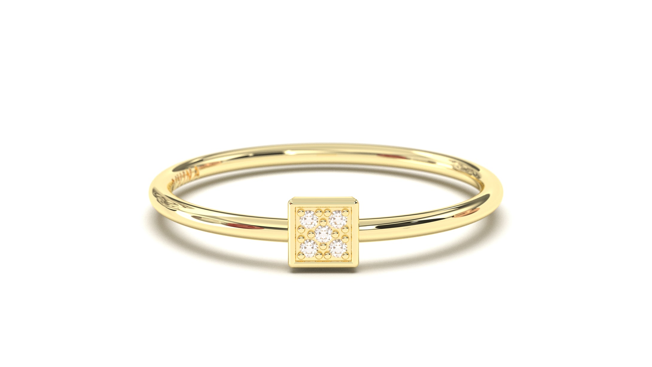 Ring with Square Box Encrusted with Round White Diamonds | Mix & Match Trio XVIII