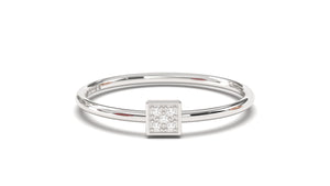 Ring with Square Box Encrusted with Round White Diamonds | Mix & Match Trio XVIII