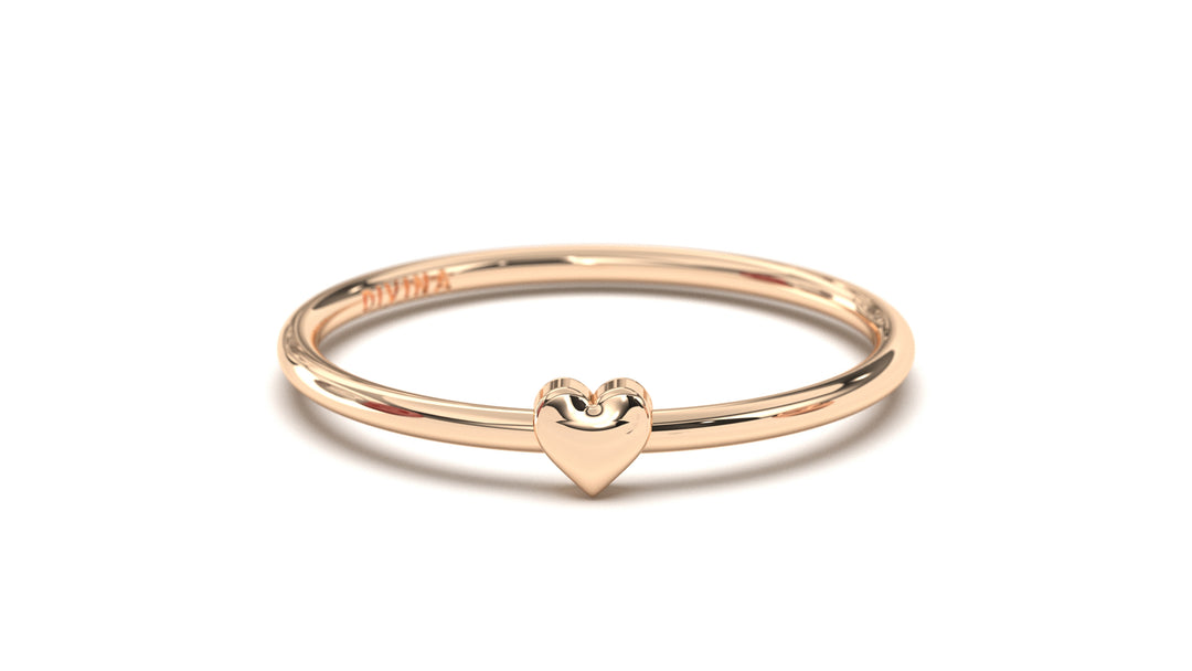 Stackable Ring with a Solid Gold Heart | Mix & Match Trio XIX