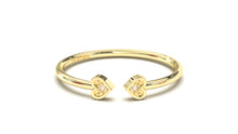 Load image into Gallery viewer, Stackable Ring with Open Design where Two Diamond Encrusted Hearts are Facing Each Other | Mix &amp; Match Trio XX
