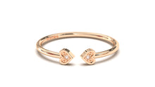 Load image into Gallery viewer, Stackable Ring with Open Design where Two Diamond Encrusted Hearts are Facing Each Other | Mix &amp; Match Trio XX
