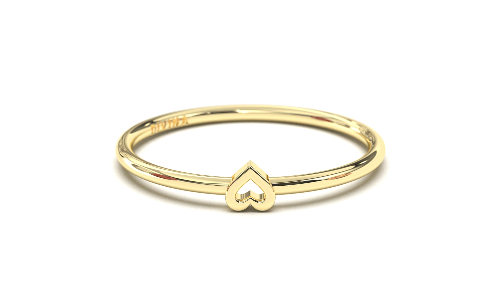 Keelholte wrijving Gymnast Stackable Ring with a Center Hollow Heart Design | Mix & Match Trio XX –  Divina Jewelry