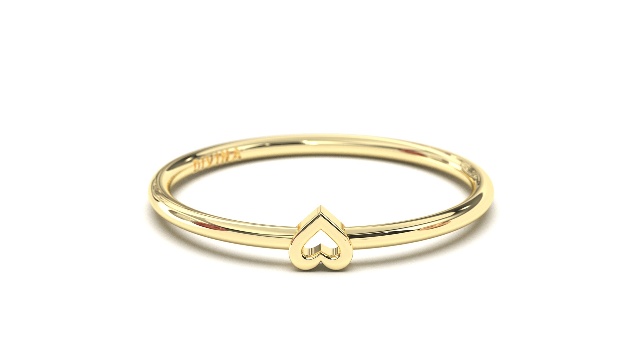 Stackable Ring with a Center Hollow Heart Design | Mix & Match Trio XXI