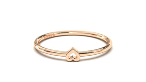 Stackable Ring with a Center Hollow Heart Design | Mix & Match Trio XXI