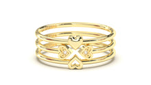 Load image into Gallery viewer, Stackable Ring with Open Design where Two Diamond Encrusted Hearts are Facing Each Other | Mix &amp; Match Trio XX
