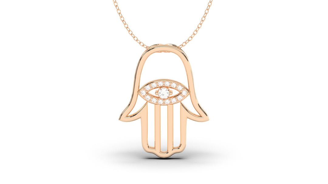 Elegant Hamsa Pendant with Diamonds in the Center| Hamsa II