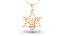 Load image into Gallery viewer, Menorah Pendant with Diamonds with Star of David | Judaism II
