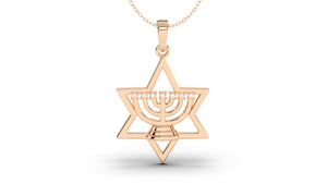 Menorah Pendant with Diamonds with Star of David | Judaism II