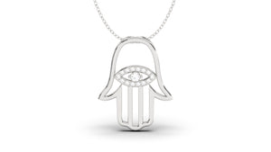 Elegant Hamsa Pendant with Diamonds in the Center| Hamsa II