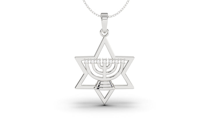 Menorah Pendant with Diamonds with Star of David | Judaism II