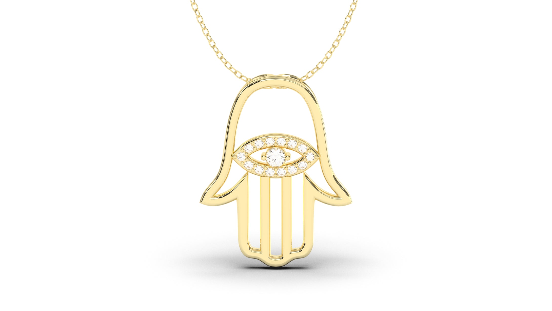 Elegant Hamsa Pendant with Diamonds in the Center| Hamsa II