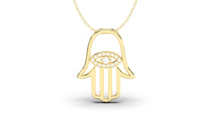 Elegant Hamsa Pendant with Diamonds in the Center| Hamsa II