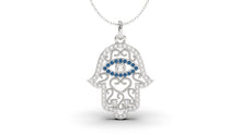 Load image into Gallery viewer, Diamond and Sapphire Hand Amulet Pendant | Hamsa VII
