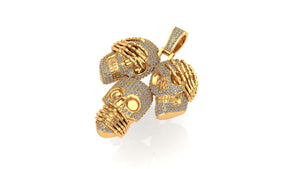 See No Evil, Hear No Evil, Speak No Evil Pendant with CZ or Diamonds in Silver or Gold | Ice Zone V