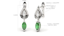 Load image into Gallery viewer, Earrings with Marquise Emeralds and Marquise White Diamonds | Bloom Flora II
