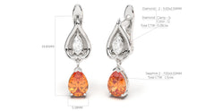 Load image into Gallery viewer, Earrings with Pearshape Orange Sapphire and White Marquise Diamonds | Bloom Flora III
