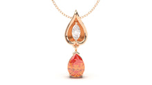 Load image into Gallery viewer, Pendant with Pearshape Orange Sapphire and a White Marquise Diamond | Bloom Flora III
