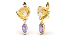 Load image into Gallery viewer, Earrings with Marquise Amethysts and Marquise White Diamonds | Bloom Flora IV
