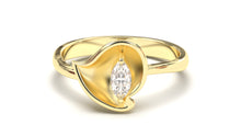 Load image into Gallery viewer, Flower Theme Ring with a Single Marquise White Diamond | Bloom Flora IV
