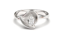 Load image into Gallery viewer, Flower Theme Ring with a Single Marquise White Diamond | Bloom Flora IV
