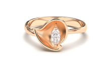 Load image into Gallery viewer, Flower Theme Ring with a Single Marquise White Diamond | Bloom Flora IV
