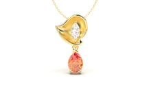 Load image into Gallery viewer, Pendant with Pearshape Orange Sapphire and a White Marquise Diamond | Bloom Flora V
