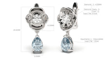 Load image into Gallery viewer, Earrings with Pearshape Aquamarines and Round White Diamonds | Bloom Flora VI
