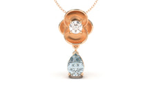 Load image into Gallery viewer, Pendant with Pearshape Aquamarine and a Single Round White Diamond | Bloom Flora VI
