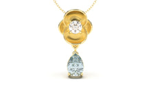 Load image into Gallery viewer, Pendant with Pearshape Aquamarine and a Single Round White Diamond | Bloom Flora VI
