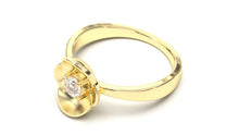 Load image into Gallery viewer, Flower Theme Ring with a Single Round White Diamond | Bloom Flora VI
