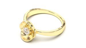 Flower Theme Ring with a Single Round White Diamond | Bloom Flora VI