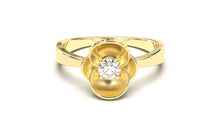 Load image into Gallery viewer, Flower Theme Ring with a Single Round White Diamond | Bloom Flora VI
