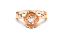 Load image into Gallery viewer, Flower Theme Ring with a Single Round White Diamond | Bloom Flora VI
