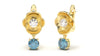 Earrings with Round Blue Topaz and Round White Diamonds | Bloom Flora VII
