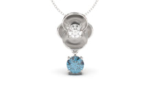 Load image into Gallery viewer, Pendant with Round Blue Topaz and a Single Round White Diamond | Bloom Flora VII
