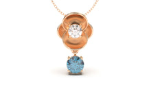 Load image into Gallery viewer, Pendant with Round Blue Topaz and a Single Round White Diamond | Bloom Flora VII
