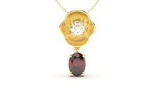 Load image into Gallery viewer, Pendant with Oval Garnet and a Single Round White Diamond | Bloom Flora VIII
