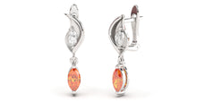Load image into Gallery viewer, Earrings with Marquise Orange Sapphire and Marquise White Diamonds | Bloom Flora IX
