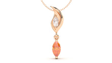 Load image into Gallery viewer, Pendant with Marquise Orange Sapphire and a Single Marquise White Diamond | Bloom Flora IX
