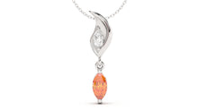 Load image into Gallery viewer, Pendant with Marquise Orange Sapphire and a Single Marquise White Diamond | Bloom Flora IX
