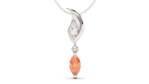 Pendant with Marquise Orange Sapphire and a Single Marquise White Diamond | Bloom Flora IX