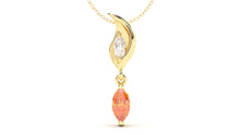 Load image into Gallery viewer, Pendant with Marquise Orange Sapphire and a Single Marquise White Diamond | Bloom Flora IX
