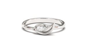 Flower Theme Ring with a Single Marquise White Diamond | Bloom Flora IX