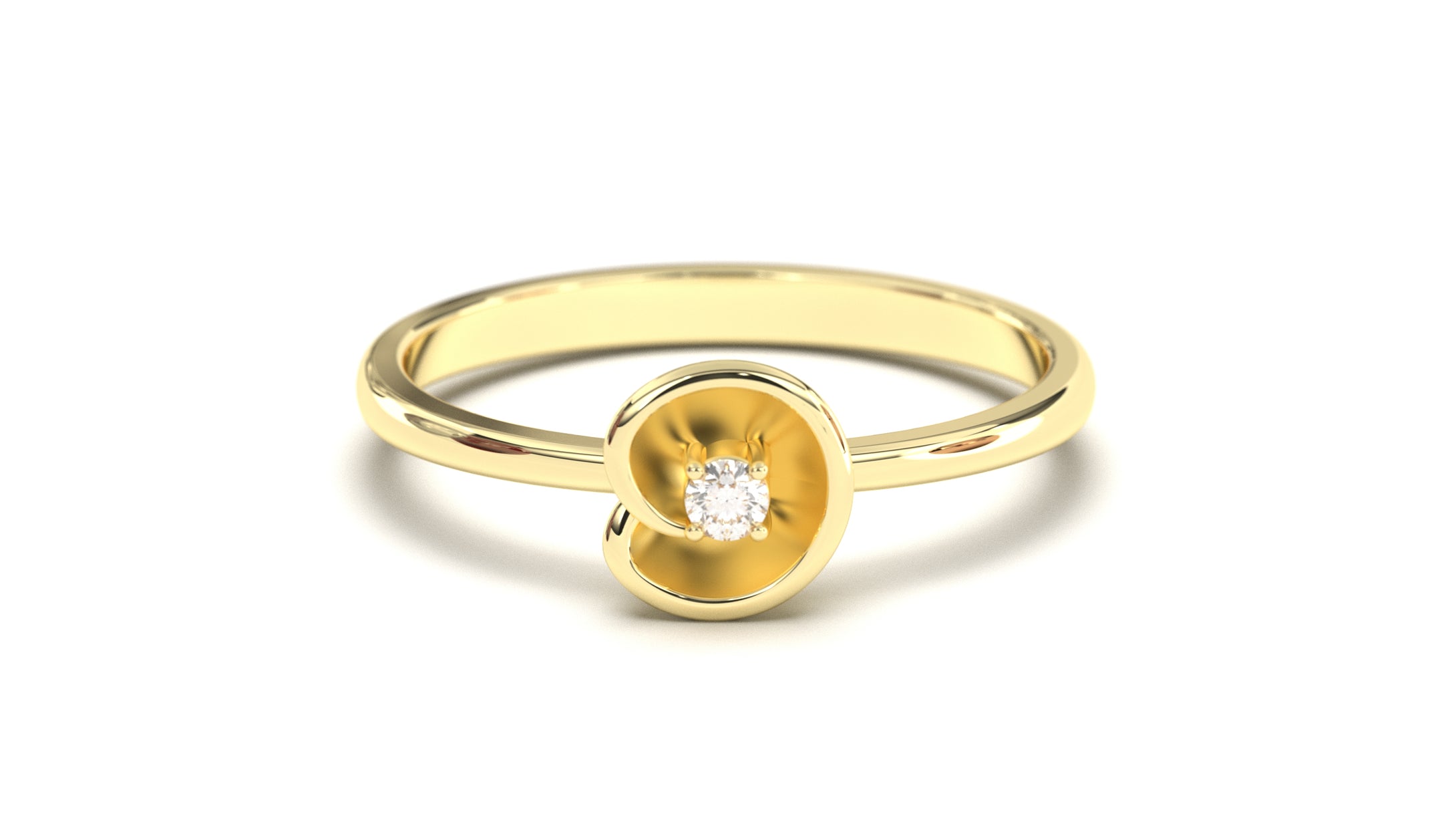 Flower Theme Ring with a Single Round White Diamond | Bloom Flora X