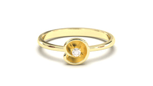 Flower Theme Ring with a Single Round White Diamond | Bloom Flora X